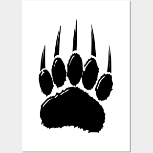 Shiny Black Bear Paw Print Posters and Art